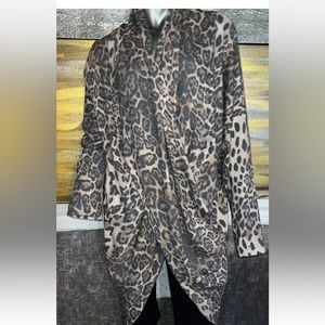 Brand M knitted wrap long sleeve tunic and leopard print made in Italy New XL